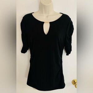 Thalia Sodi black knit blouse. Gathered side, Size S, like new condition
